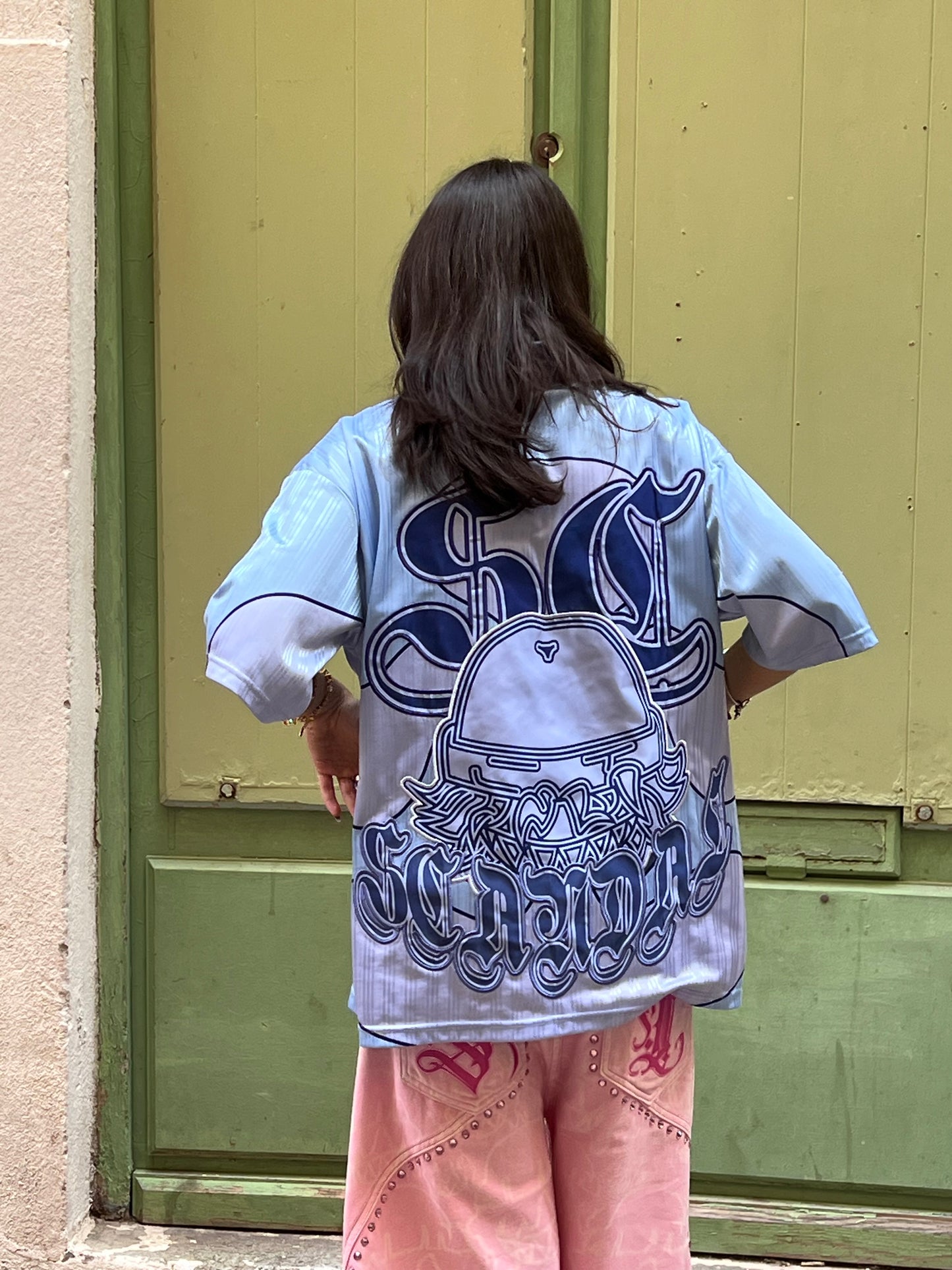 "Indigo" Jersey (satin appliqué)