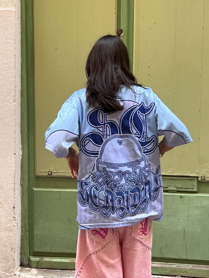 "Indigo" Jersey (satin appliqué)