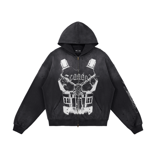 Combat faded zipped hoodie